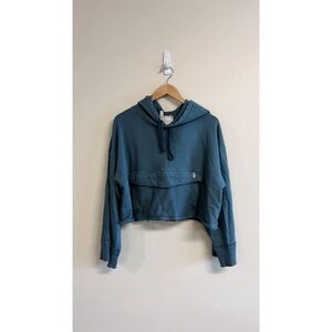 Free People Teal Cropped Hoodie